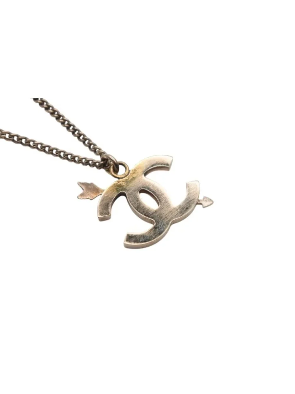 Chanel CC Logo Necklace 10 Gold Pink Metal